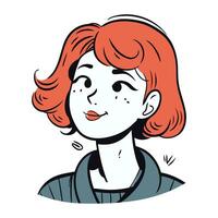 jung Frau mit rot Haar. Vektor Illustration im Karikatur Comic Stil.