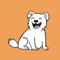 söt teckning av en glad hund i klotter stil. rolig hund, linje illustration vektor