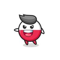 Polen-Flagge-Abzeichen-Cartoon mit sehr aufgeregter Pose vektor