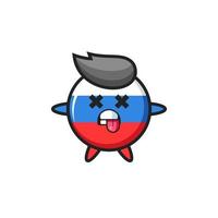Charakter des süßen russischen Flaggenabzeichens mit toter Pose vektor