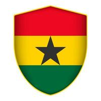 Ghana Flagge im Schild Form. Vektor Illustration.