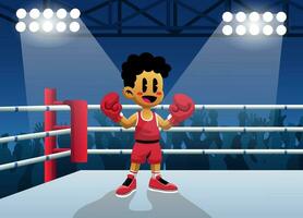 Boxer Junge bereit zu Kampf im Boxen Ring vektor