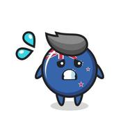 Neuseeland Flagge Abzeichen Maskottchen Charakter mit ängstlicher Geste vektor