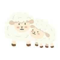 süß Weiß Schaf und Baby Schaf eben vektor