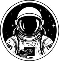 astronaut - svart och vit isolerat ikon - vektor illustration