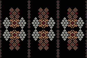 ethnisch geometrisch Stoff Muster Kreuz Stich.ikat Stickerei ethnisch orientalisch Pixel Muster schwarz Hintergrund. abstrakt, vektor, illustration. Textur, Kleidung, Rahmen, Dekoration, Motive, Seide Hintergrund. vektor