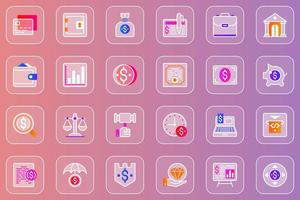 Business Finance Web glasmorphe Icons Set vektor