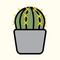 Einfachheit Kaktuspflanze Umrisszeichnung flaches Design. vektor