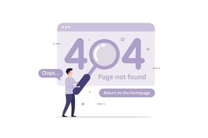 404 Fehlerseite nicht gefunden isoliert in weißem Hintergrund vektor