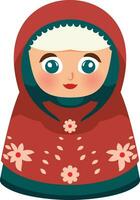 matryoshka docka eller babushka docka vektor illustration, matryoshka docka, gammal kvinna docka stock vektor bild