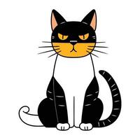 söt katt maskot isolerat ikon vektor illustration design svart och gul