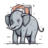 Elefant mit ein Buch. Vektor Illustration im Hand gezeichnet Stil.