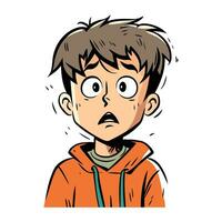 Illustration von ein Junge mit ein überrascht Ausdruck auf seine Gesicht. vektor