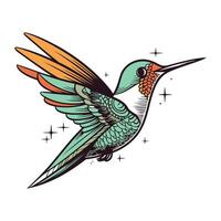 Kolibri Vektor Illustration. Hand gezeichnet Kolibri im Jahrgang Stil.