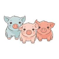 söt tecknad serie grisar. vektor illustration isolerat på en vit bakgrund.
