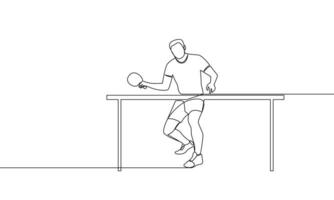 enda kontinuerlig linje teckning av tabell tennis. ping pong. ett linje vektor illustration