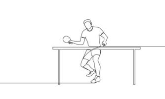 Single kontinuierlich Linie Zeichnung von Tabelle Tennis. Klingeln pong. einer Linie Vektor Illustration