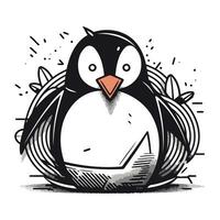 süß Pinguin mit ein Buch. Hand gezeichnet Vektor Illustration.