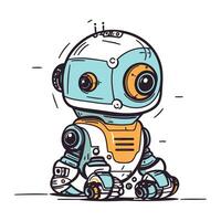 süß Karikatur Roboter. Hand gezeichnet Vektor Illustration. Gekritzel Stil.