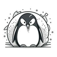 süß Pinguin. Vektor Illustration im Gekritzel Stil.