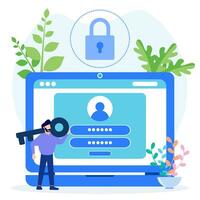 illustration vektorgrafik seriefigur av dataskydd vektor