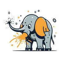 Vektor Illustration von ein Elefant mit ein Spritzen von Wasser. Karikatur Stil.