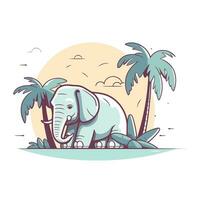 elefant på de strand. vektor illustration i en platt stil.