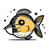 Karikatur Fisch Symbol isoliert auf Weiß Hintergrund. Vektor Illustration.