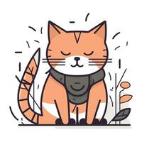 söt katt i en scarf. vektor illustration i platt stil.