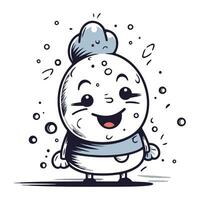 süß Schneemann Karikatur Maskottchen Charakter Vektor Illustration.