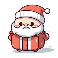 Santa claus mit Geschenk Kasten. süß Karikatur Charakter. Vektor Illustration.