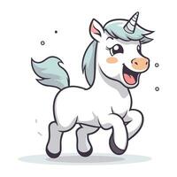 süß Karikatur Einhorn. Vektor Illustration isoliert auf ein Weiß Hintergrund.