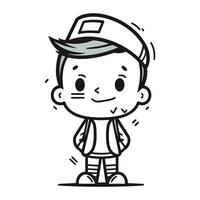 tecknad serie karaktär av en pojke bär en keps. vektor illustration.