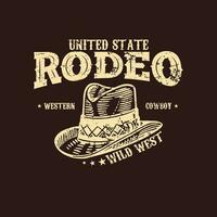 Rodeo Cowboy Western t Hemd Design. Arizona Rodeo Cowboy Chaos Jahrgang Hand gezeichnet Illustration t Hemd Design. Jahrgang Hut und Stiefel Illustration, Kleidung, t Hemd Design, Western, USA t Hemd Design vektor