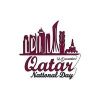 einer kontinuierlich Linie Zeichnung von Katar National Tag Vektor Illustration auf Dezember 18.. Katar National Tag Design im einfach linear Stil Illustration. geeignet zum Gruß Karte, Poster und Banner.