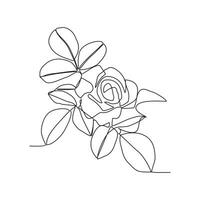 einer kontinuierlich Linie Zeichnung von ein schön Blume. ein Rose im einfach linear Stil Vektor Illustration. Design mit minimalistisch schwarz linear Design isoliert Konzept. Pflanze Vektor Design Illustration