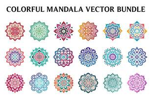 uppsättning av färgrik vektor mandala design blommig mandala konst, årgång cirkel mandala konst vektor illustration bunt, enkel och minimal skön mandala vektor teckning, dekorativ lyx mandala mönster