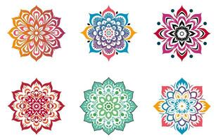 uppsättning av färgrik vektor mandala design blommig mandala konst, årgång cirkel mandala konst vektor illustration bunt, enkel och minimal skön mandala vektor teckning, dekorativ lyx mandala mönster