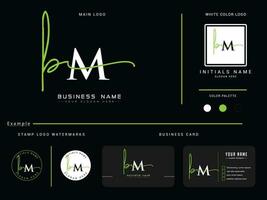minimalistisch bm Unterschrift bekleidung Logo, bunt bm Luxus Brief Geschäft Logo und Präsentation vektor