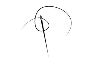 nål och tråd silhuett ikon vektor illustration skräddare logotyp