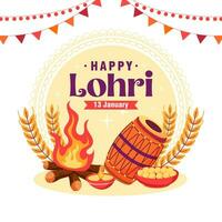 Januar glücklich lohri. Indien traditionell Feier Tag Illustration Vektor Hintergrund. Vektor eps 10