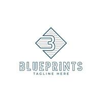 Blaupausen Logo Design Brief Kennzeichen b vektor