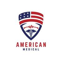 amerikanisch medizinisch Logo Design Konzept zum Gesundheitswesen Bedienung vektor