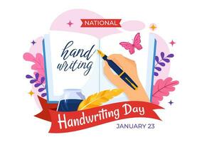 National Handschrift Tag Vektor Illustration auf 23 Januar mit Tinte, Stift und Papier zum Schreiben im eben Karikatur Hand gezeichnet Hintergrund Design