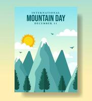internationell berg dag vertikal affisch platt tecknad serie hand dragen mallar bakgrund illustration vektor