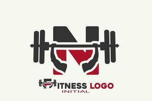 Initialen Brief n mit Fitness kreativ geometrisch modern Logo Design. vektor