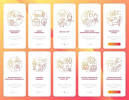 Bildschirmsatz für die Onboarding-Seite der mobilen App im Zusammenhang mit menschlichem Handel vektor
