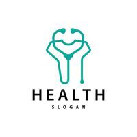 Stethoskop Logo, einfach Linie Modell- Gesundheit Pflege Logo Design zum Geschäft Marken, Illustration Schablone vektor