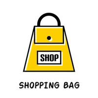 Einkaufen Tasche Symbol Illustration. Gelb Farbe Illustration Design. vektor