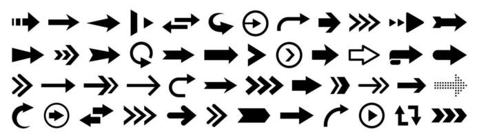 svart platt pilar och pekare isolerat på vit bakgrund. stor vektor uppsättning av navigering element